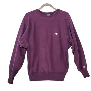 Champion Reverse Weave crewneck sweatshirt Vintage 90s Blank Purple Large USA